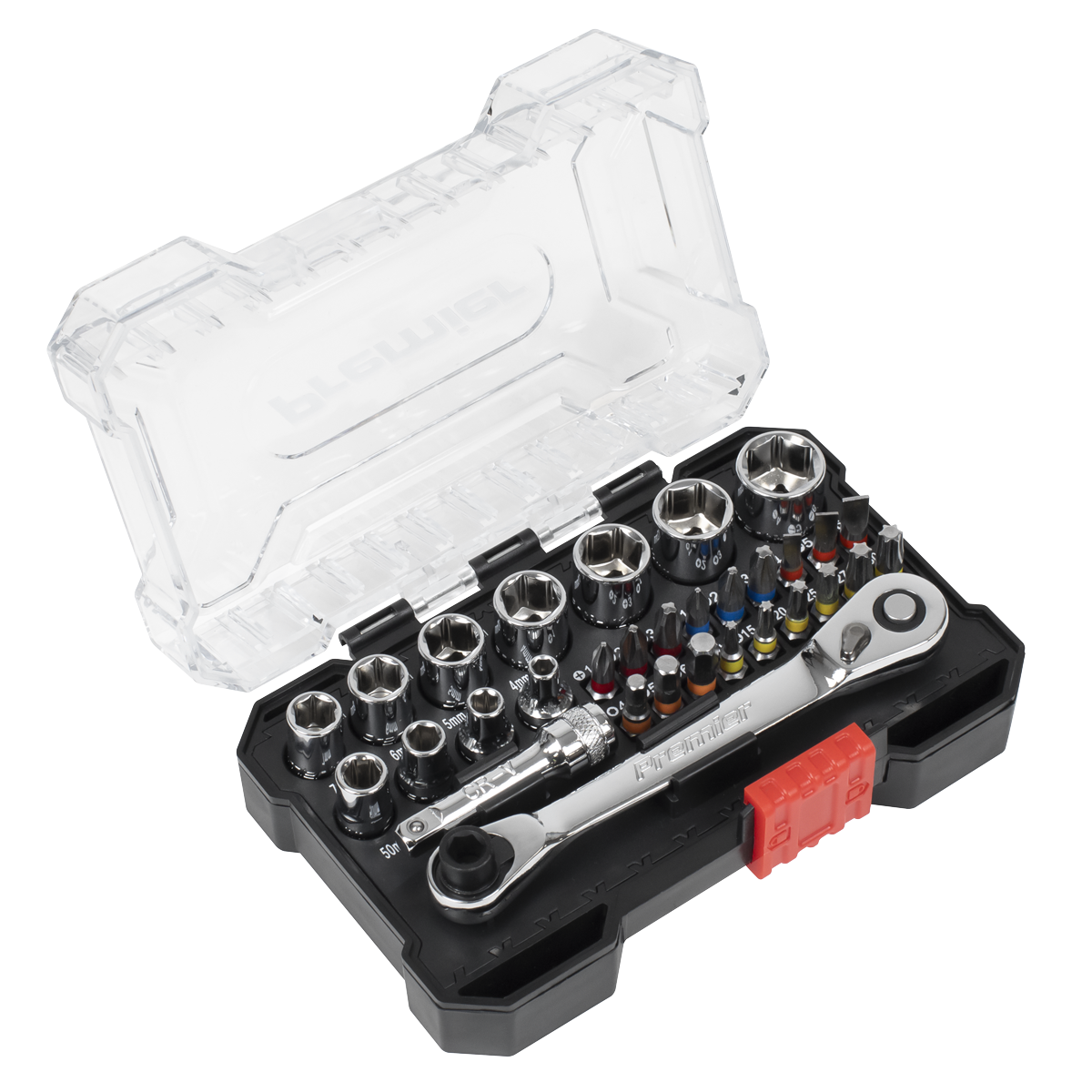 Sealey AK2111 Premier Socket & Colour-Coded Bit Set 1/4"Sq Drive 31pc