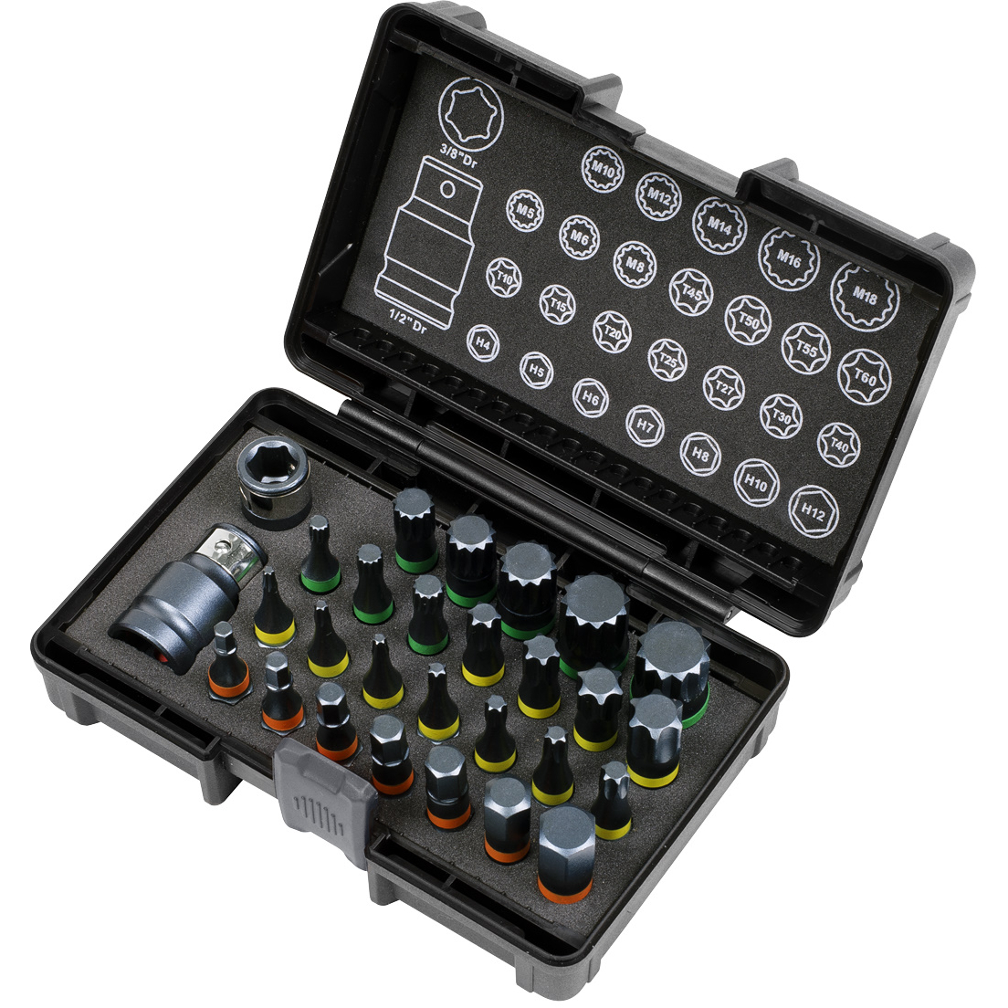 Sealey AK21902 TRX-Star*/Hex/Spline Bit Set Impact 28 Piece 3/8" and 1/2"Sq Drive