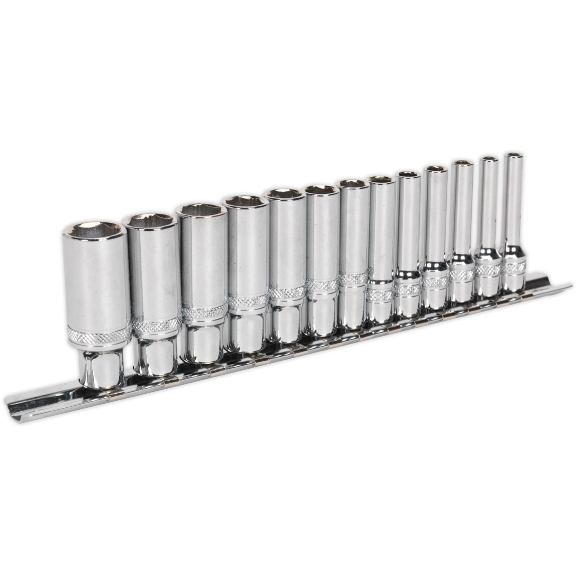 Sealey AK2747 Deep Socket Set 13pc 1/4"Sq Drive Lock-On&trade; 6pt Metric