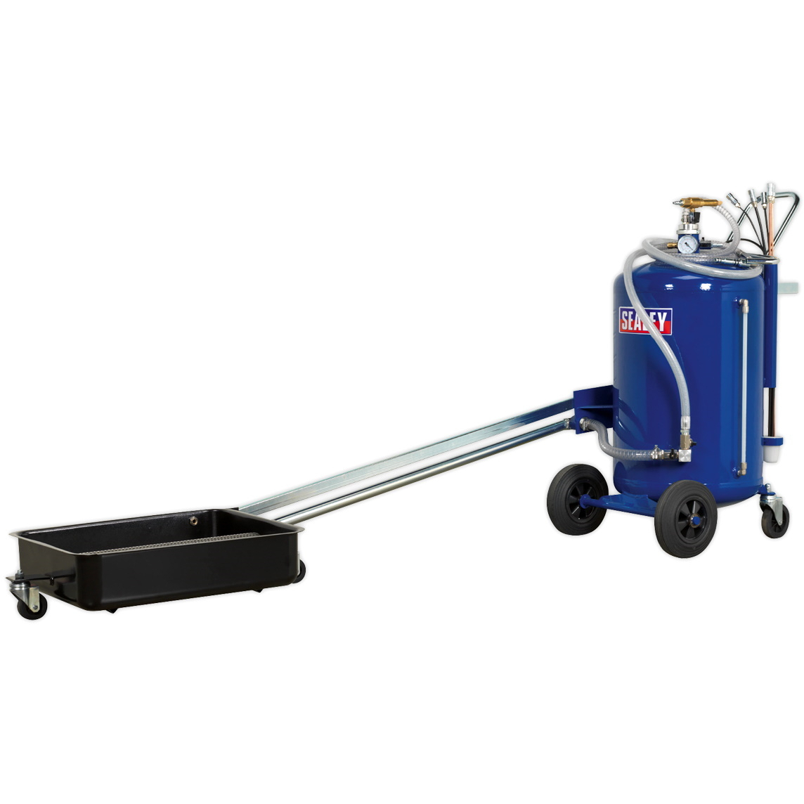 Sealey AK462DX Mobile Oil Drainer with Probes 100ltr Cantilever Air Discharge