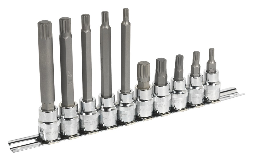 Sealey AK6216 Spline Socket Bit Set 10pc 3/8"Sq Drive