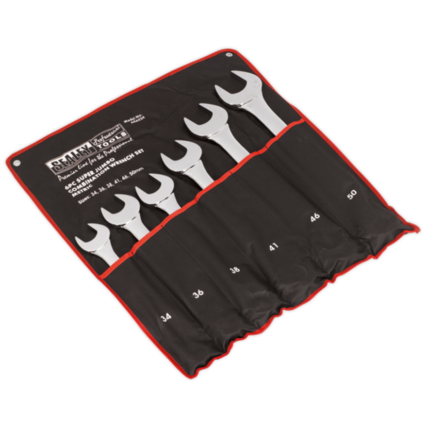 Sealey AK6324 Combination Wrench Set 6pc Super Jumbo Metric