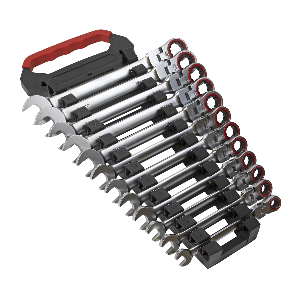 Sealey AK63942 Flexi-Head Ratchet Combination Spanner Set 12pc Metric Platinum Series