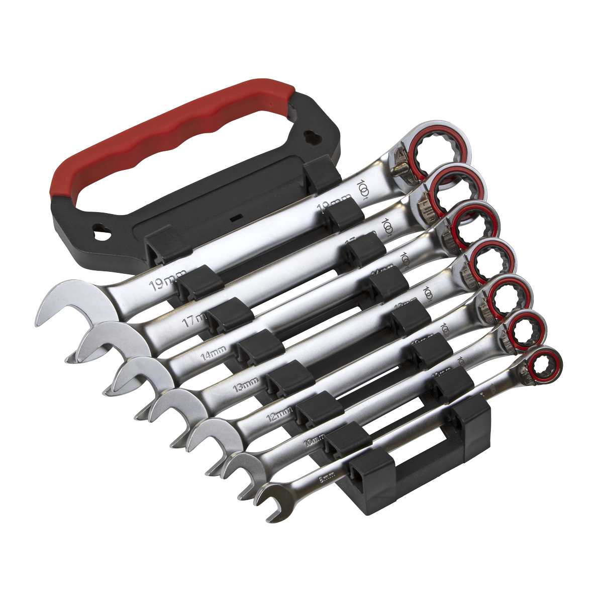 Sealey AK63945 Reversible Ratchet Combination Spanner Set 7pc Metric Platinum Series