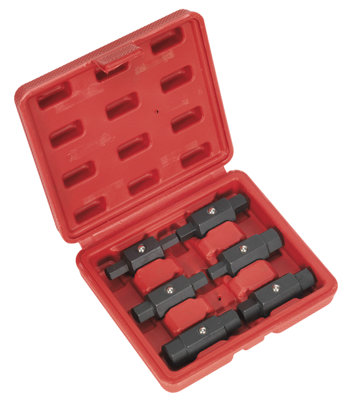 Sealey AK658 Oil Drain Plug Key Set 6pc Double-Ended