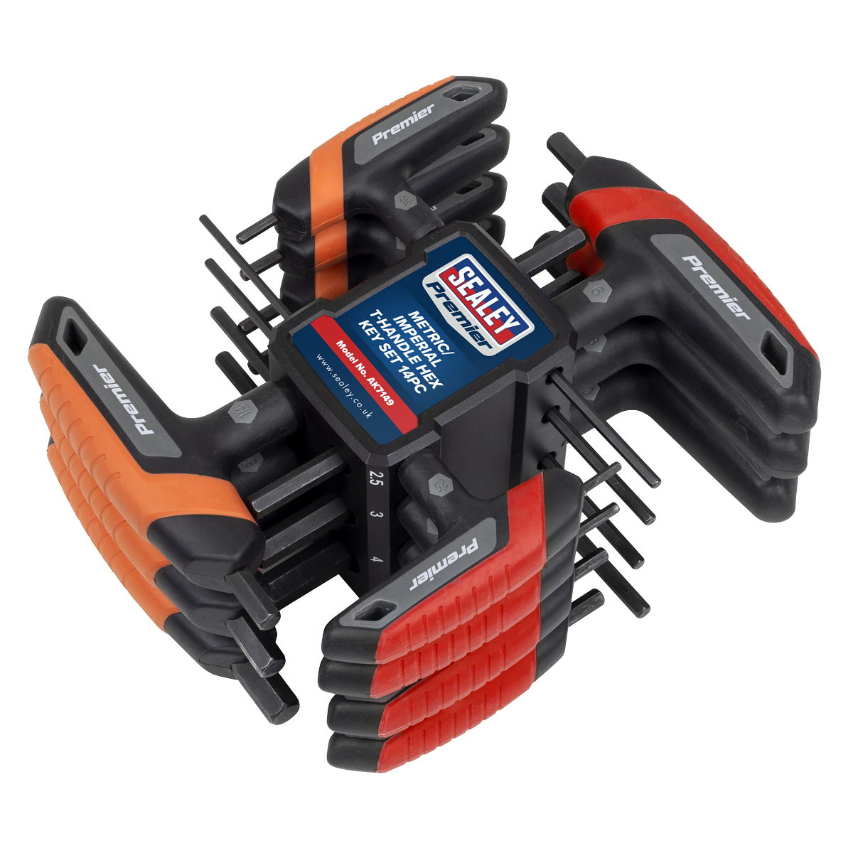 Sealey AK7149 Premier Metric/Imperial T-Handle Hex Key Set 14pc