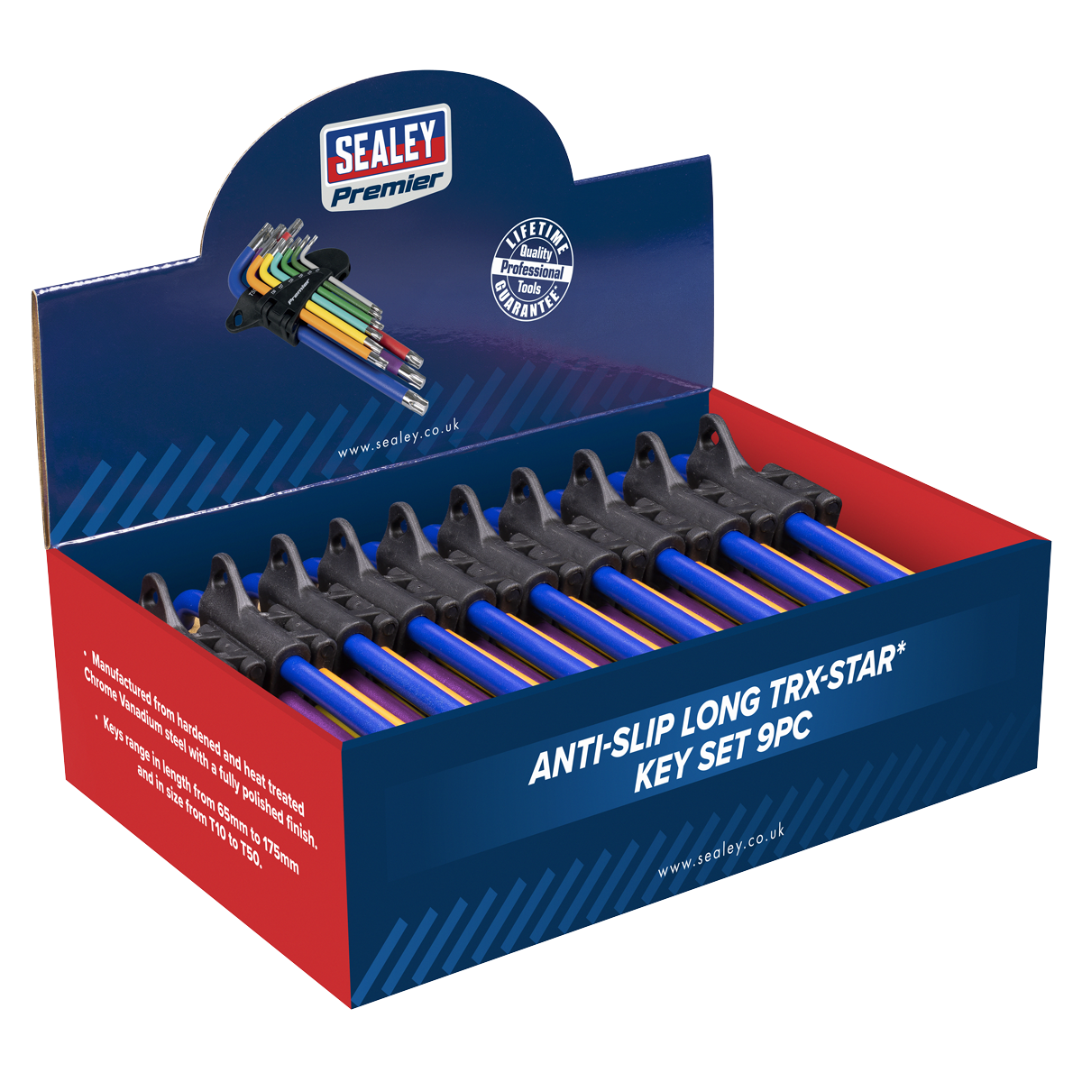 Sealey AK7193DB Anti-Slip Long TRX-Star* Key Set 9pc - Display Box of 10