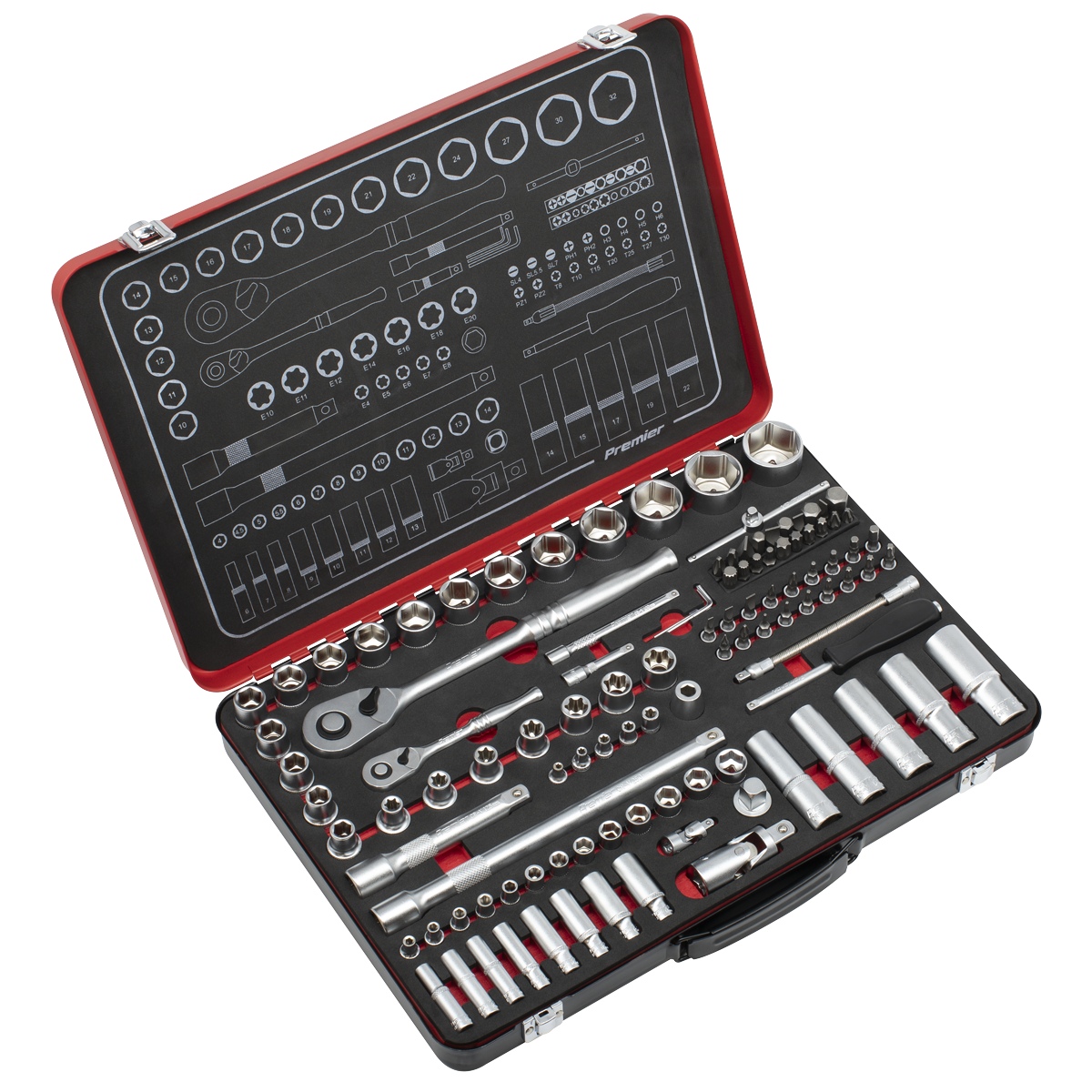 Sealey AK7926 Socket Set  1/4" & 1/2"Sq Drive 108pc - Premier Platinum Series