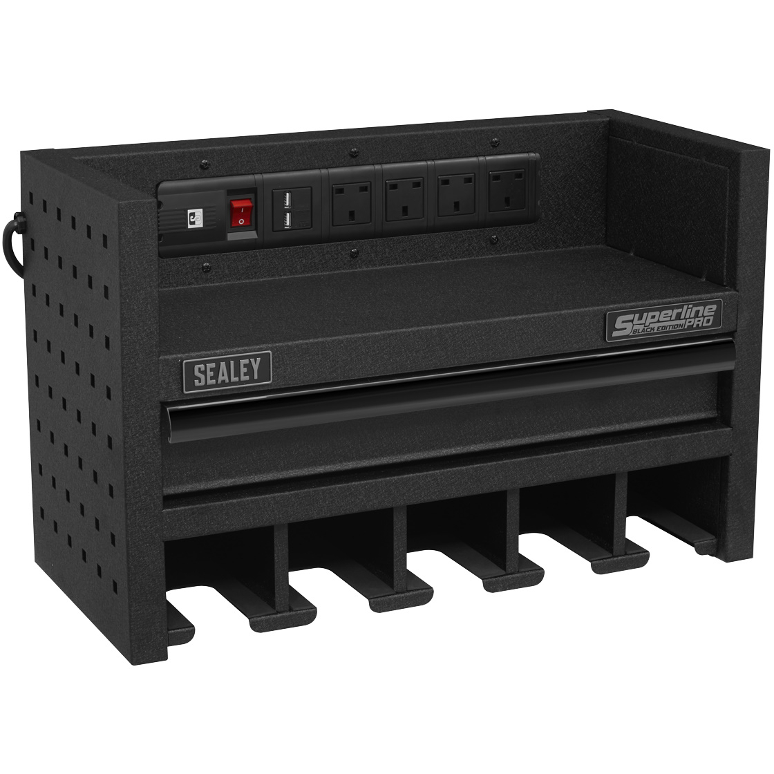 Sealey AP22SRBE Power Tool Storage Rack 560mm with Drawer and Power Strip