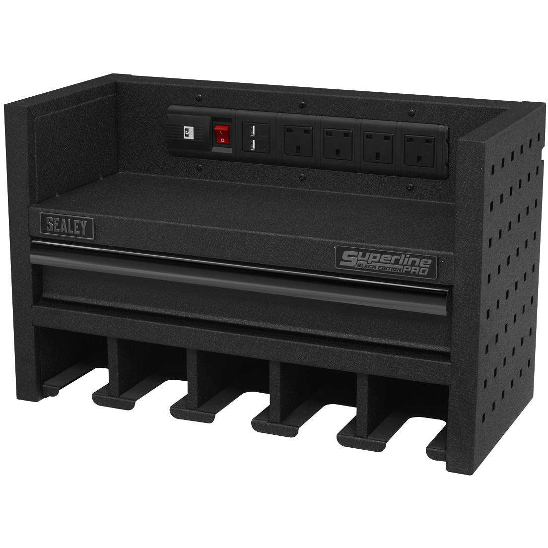 Sealey AP22SRBE Power Tool Storage Rack 560mm with Drawer and Power Strip