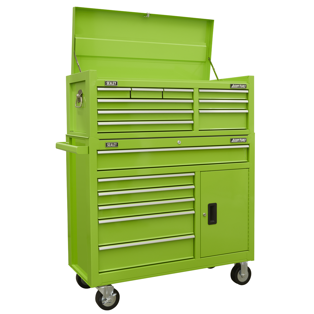 Sealey AP41STACKHV Topchest & Rollcab Combination 15 Drawer with Ball-Bearing Slides - Green