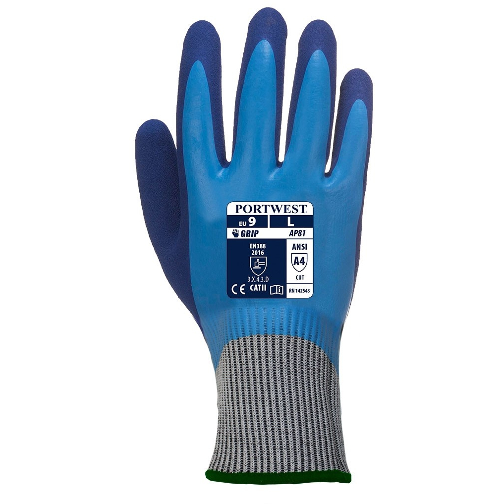Portwest AP81 Liquid Pro HR Cut Glove Cut Resistant Gloves - Blue