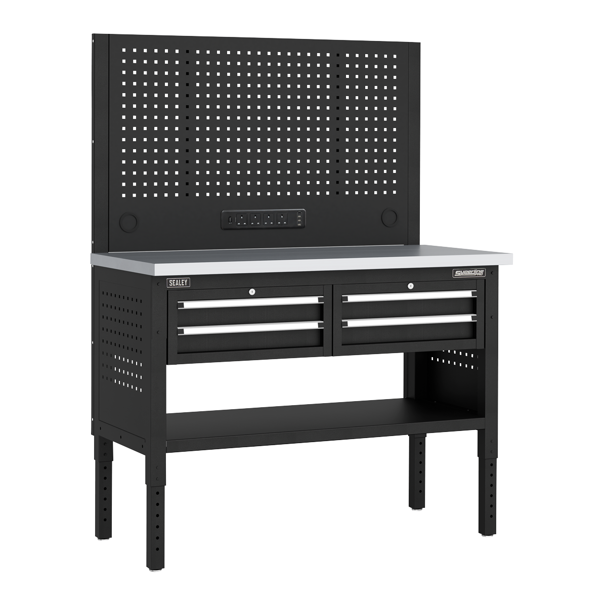 Sealey APMWB50COMBO2SS Superline PRO Modular Workbench with 4 Drawers Stainless Steel Worktop 1265mm