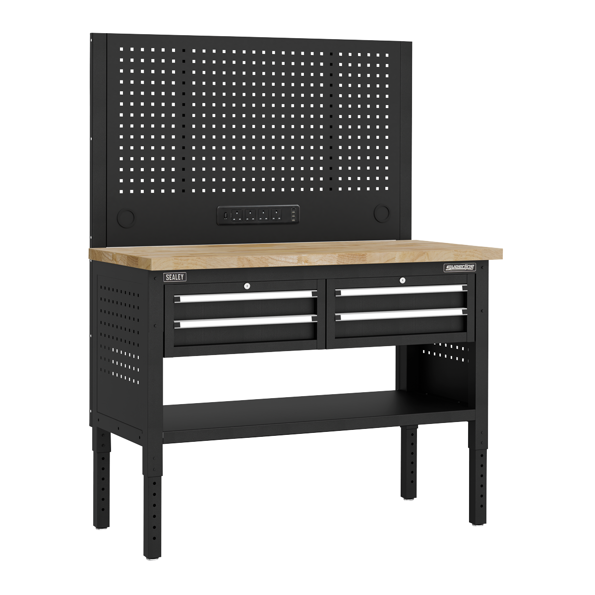 Sealey APMWB50COMBO2W Superline PRO Modular Workbench with 4 Drawers Wooden Worktop 1265mm