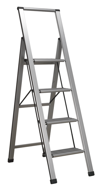 Sealey APSL4 Aluminium Professional Folding Step Ladder 4-Step 150kg Capacity