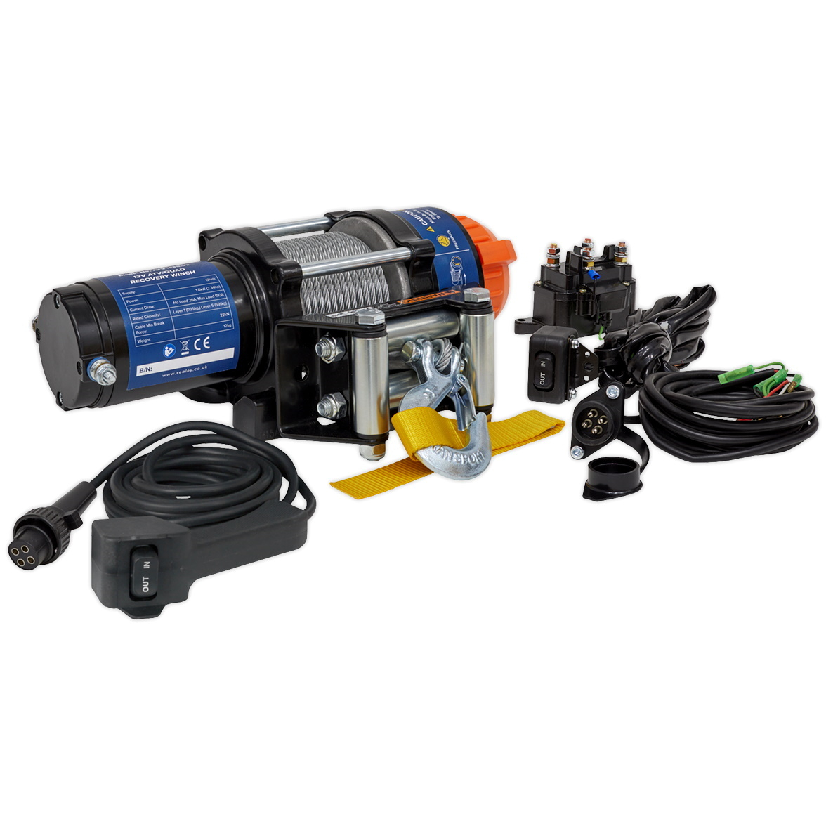 Sealey ATV1135 ATV/Quad Recovery Winch 1135kg Line Pull 12V
