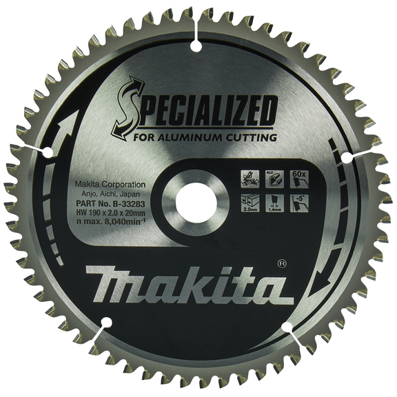 Makita B-33283 190x20mm 60T Circular Saw Blade Replaces B-09612)