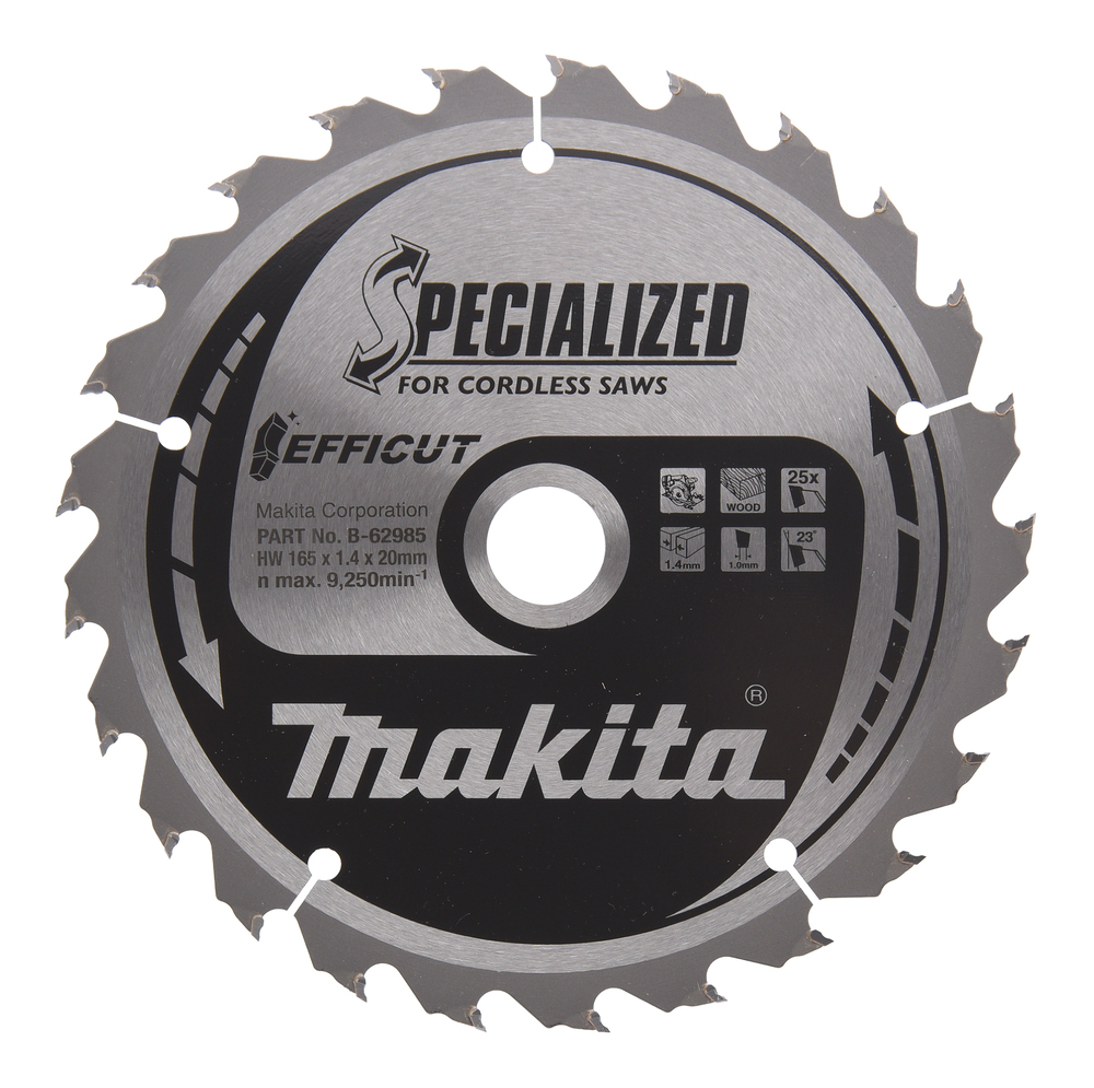 Makita B-62985 165mm x 20mm 25 Tooth Efficut Circular Saw Blade (Replaces B-62979)