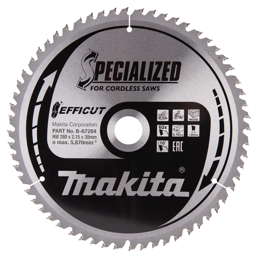 Makita B-67284 TCT Saw Blade 260X30X60T Efficut