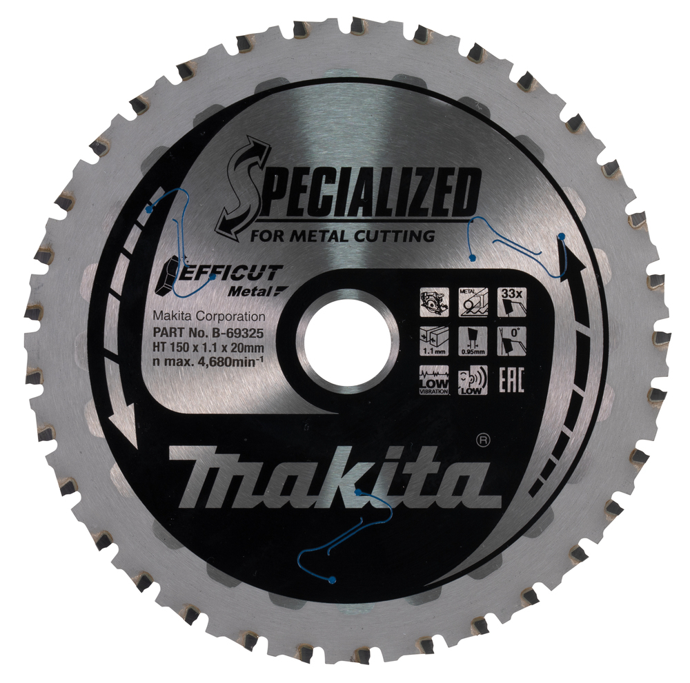Makita B-69325 TCT Efficut Metal Cutting Circular Saw Blade 150X20mm x 33T