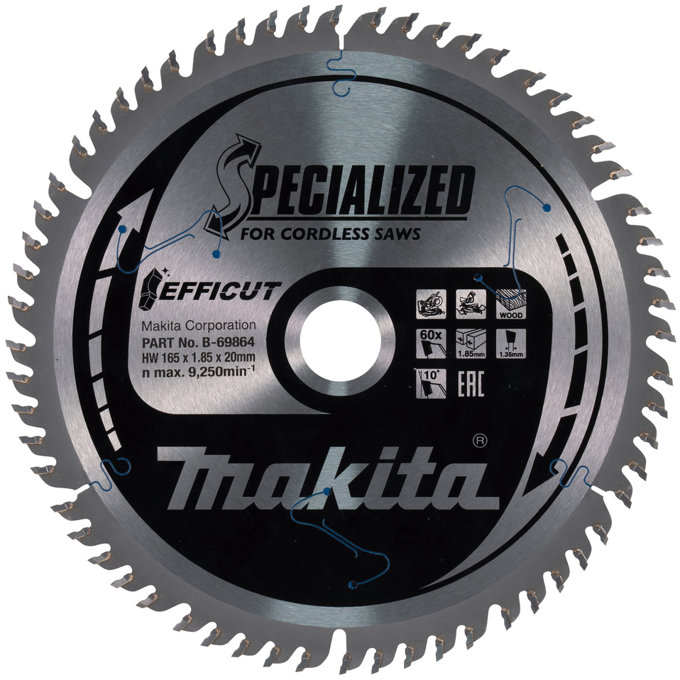 Makita B-69864 165mm x 20mm 60T TCT Efficut Circular Saw Blade