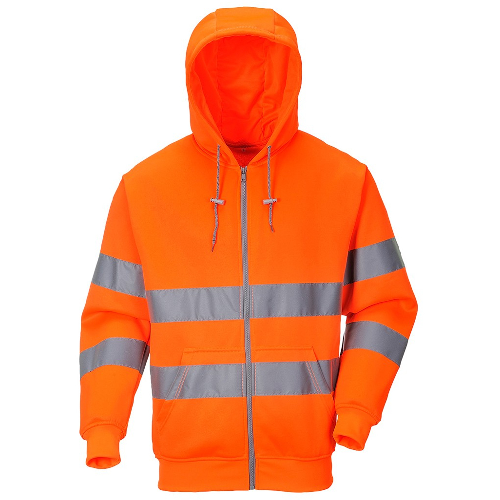Portwest B305 Hi-Vis Hooded Sweatshirt  Zip Front Hoodie High Visibility