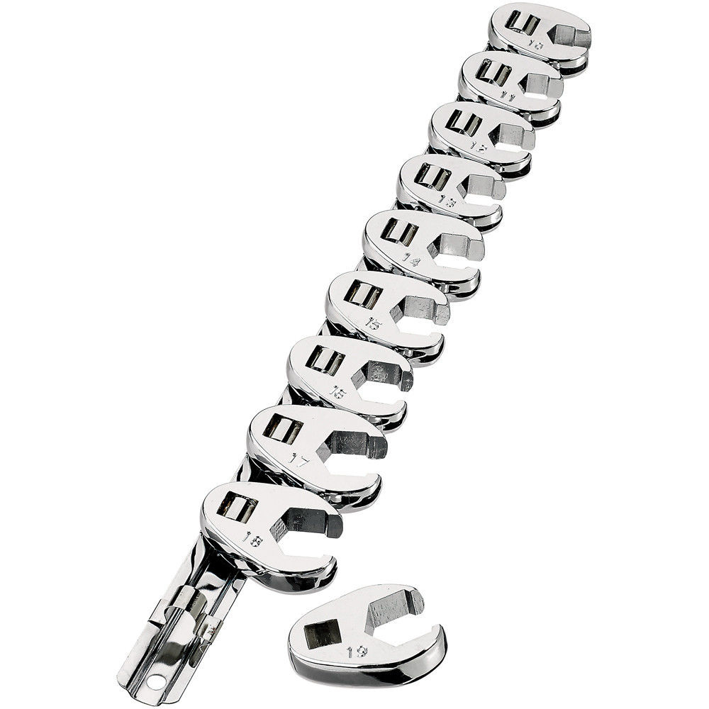 Clarke 1700594 PRO194 3/8" Drive Crows Foot Metric Spanner Set 10 Piece
