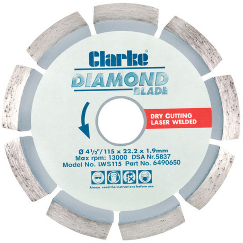 Clarke 6490650 LWS115 Diamond Blade 115mm