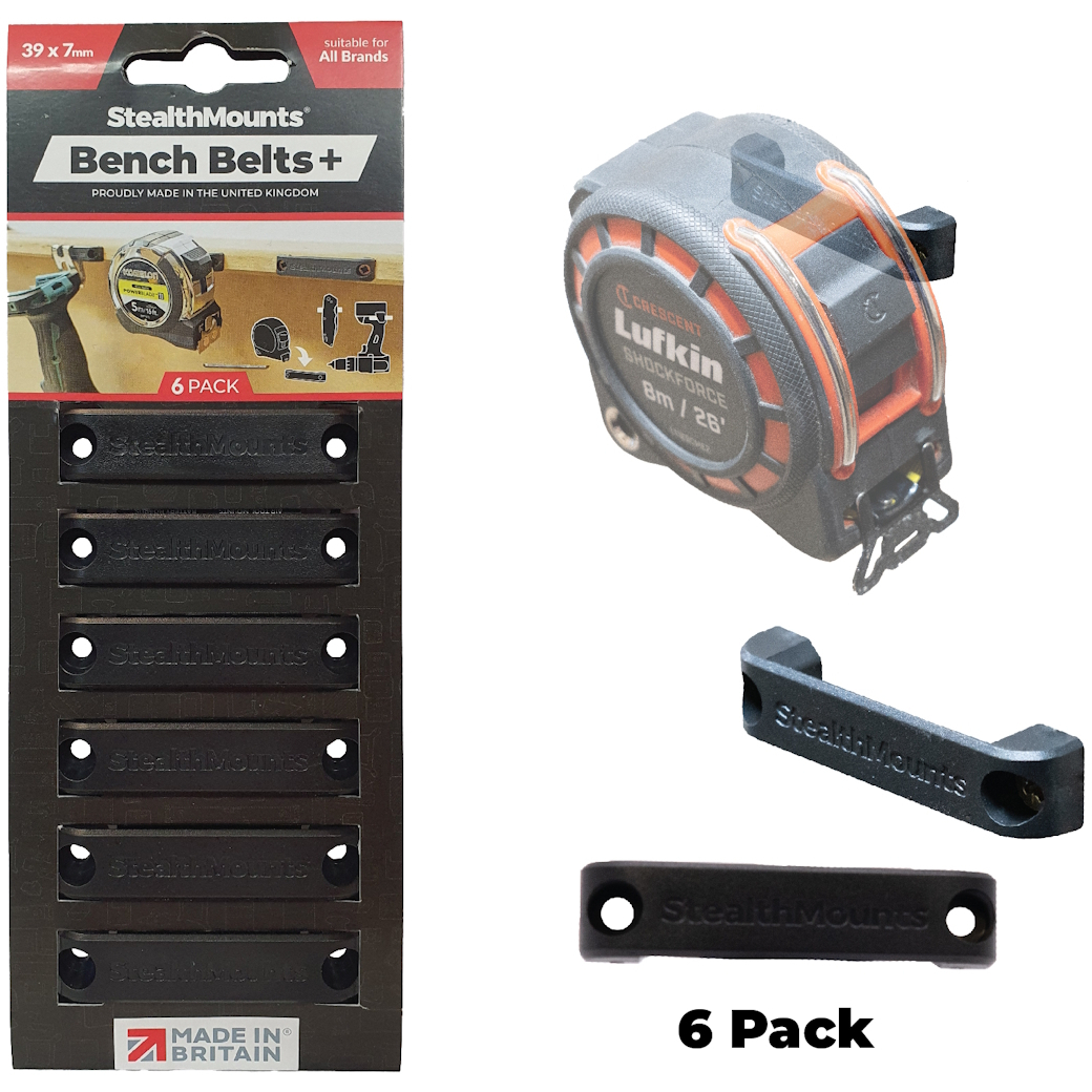 StealthMounts BB-PL-BLK-6 Black Bench Belt + (6 Pack)