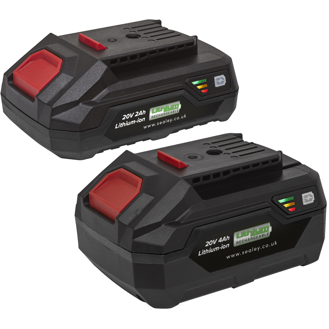 Sealey BK24 Power Tool Battery Pack 20V 2Ah and 4Ah Kit for SV20 Series