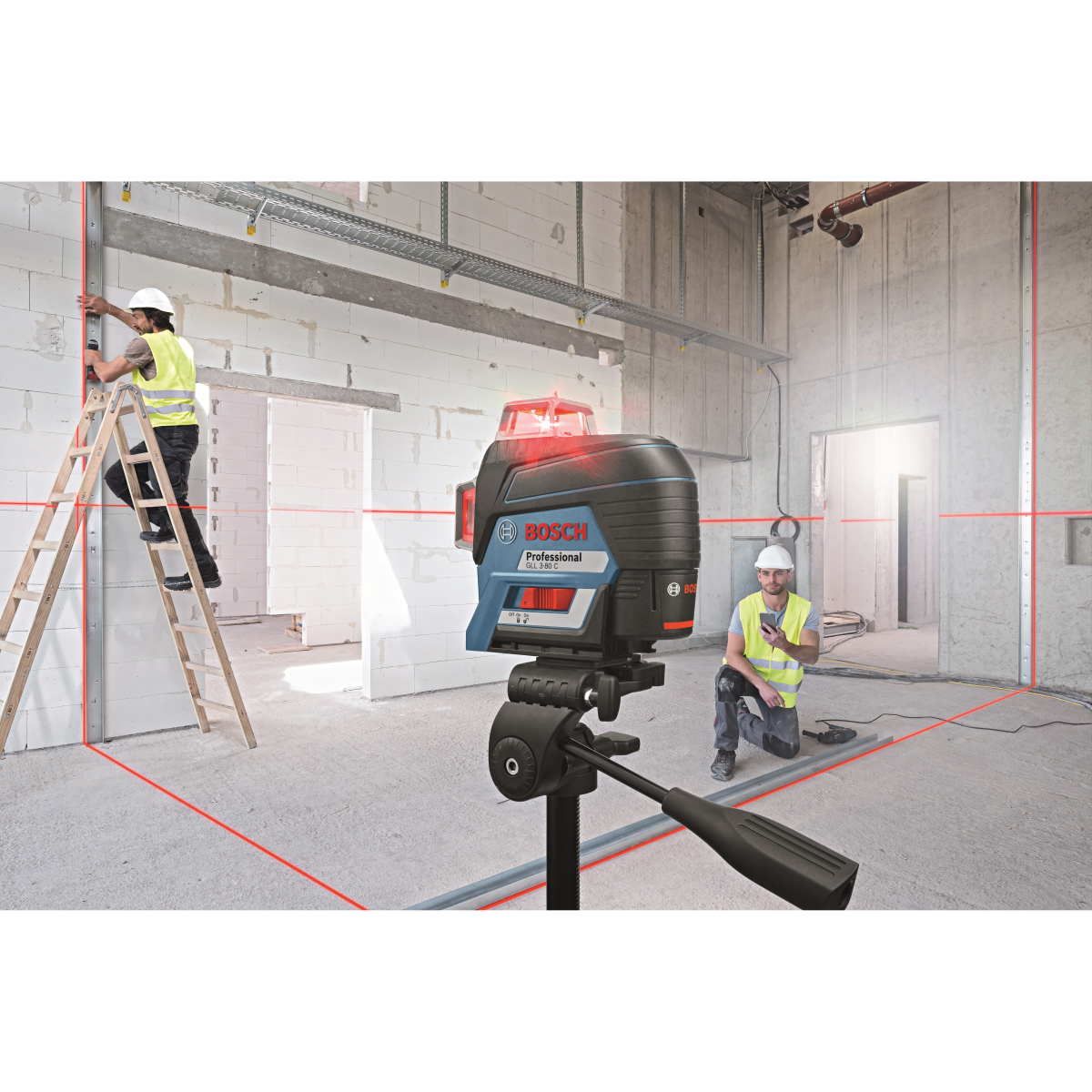 Bosch GLL 3-80 C + BM1 12V Body Only Professional 3 Plane Connected Line Laser in L-Boxx