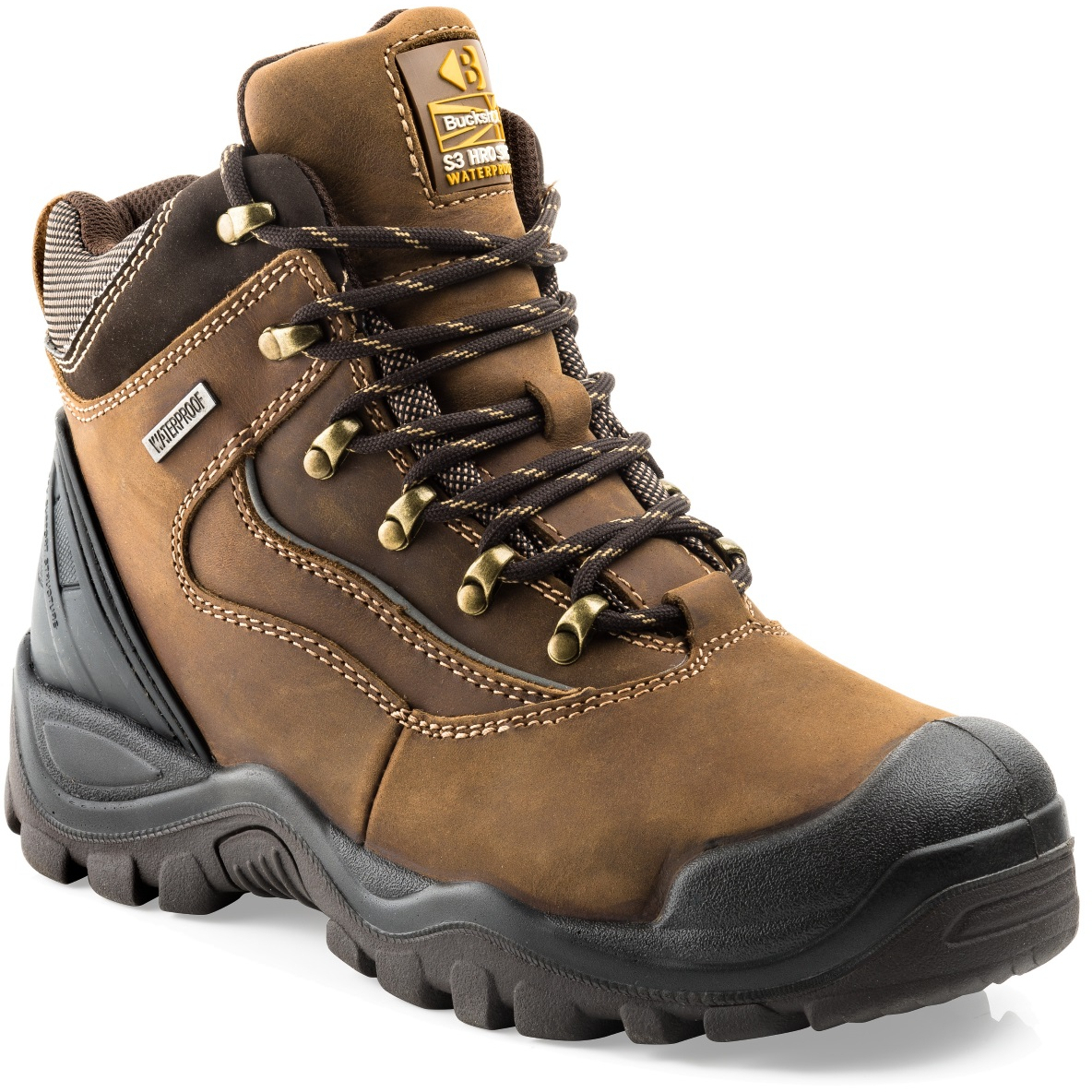 Buckbootz BSH002BR Buckshot 2 Hiker Brown Leather S3 Safety Boot HRO WRU SRC - UK11