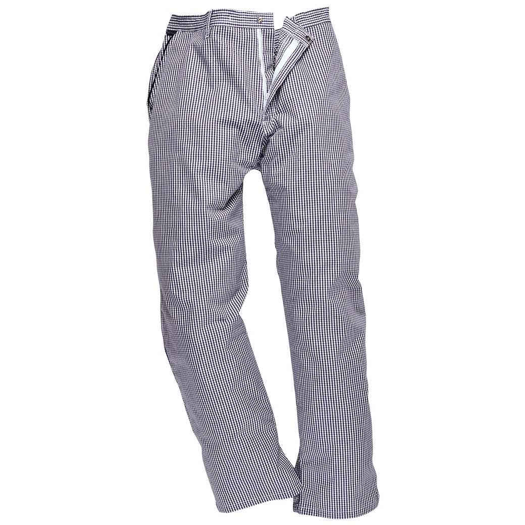 Portwest C075 Chefswear Barnet Chefs Trousers - Blue/White Check - Regular Length Only 