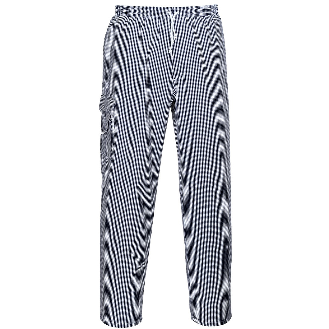 Portwest C078 Chefswear Chester Chefs Trousers - Blue/White Check - Regular Leg Length