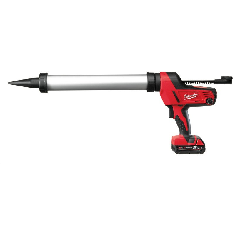 Milwaukee C18PCG/600T-201B 18V 600ml Transparent Tube Caulking Gun with 1x 2.0Ah Battery in KITBAG