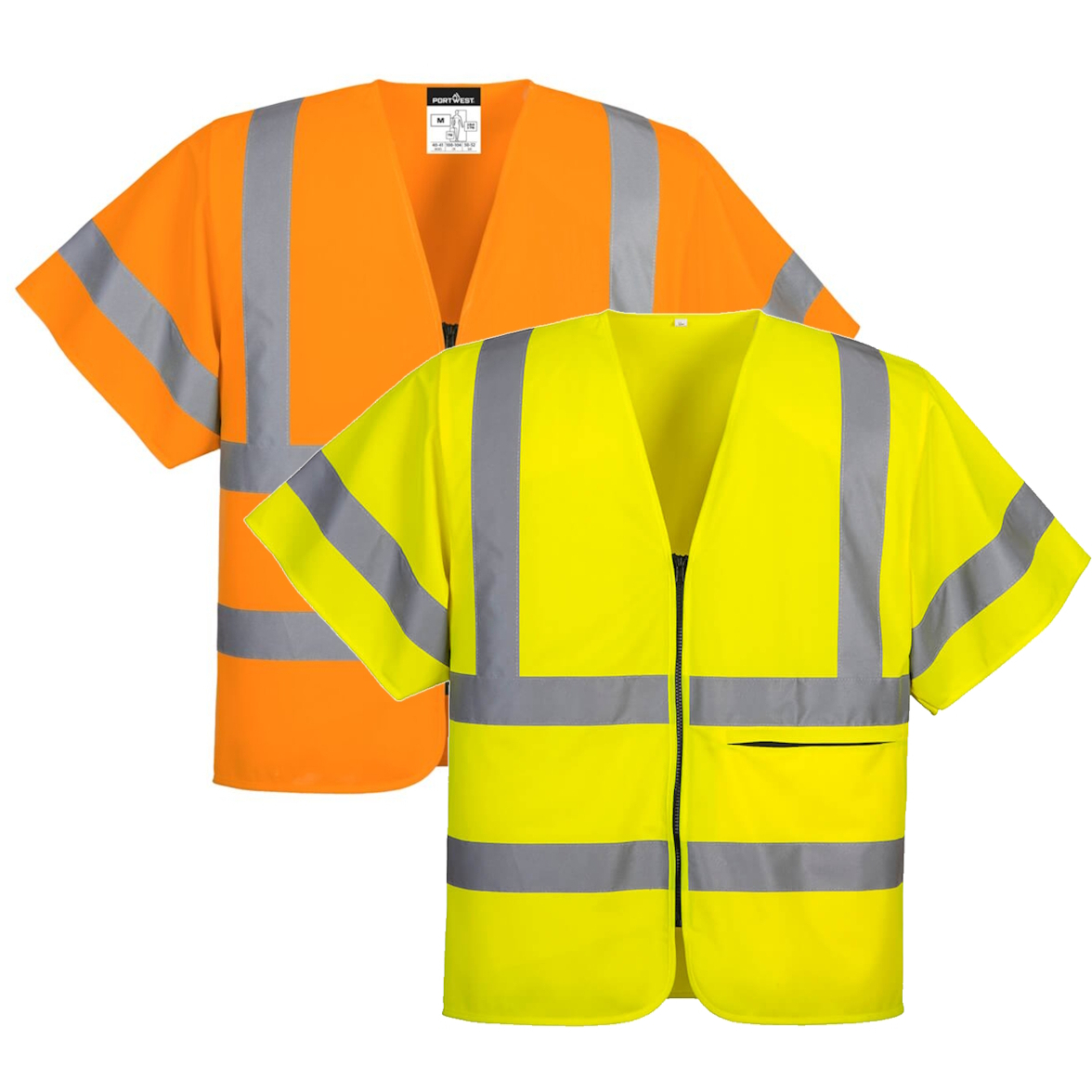 Portwest C372 Hi-Vis Short Sleeve Zip Vest with Zip Pocket