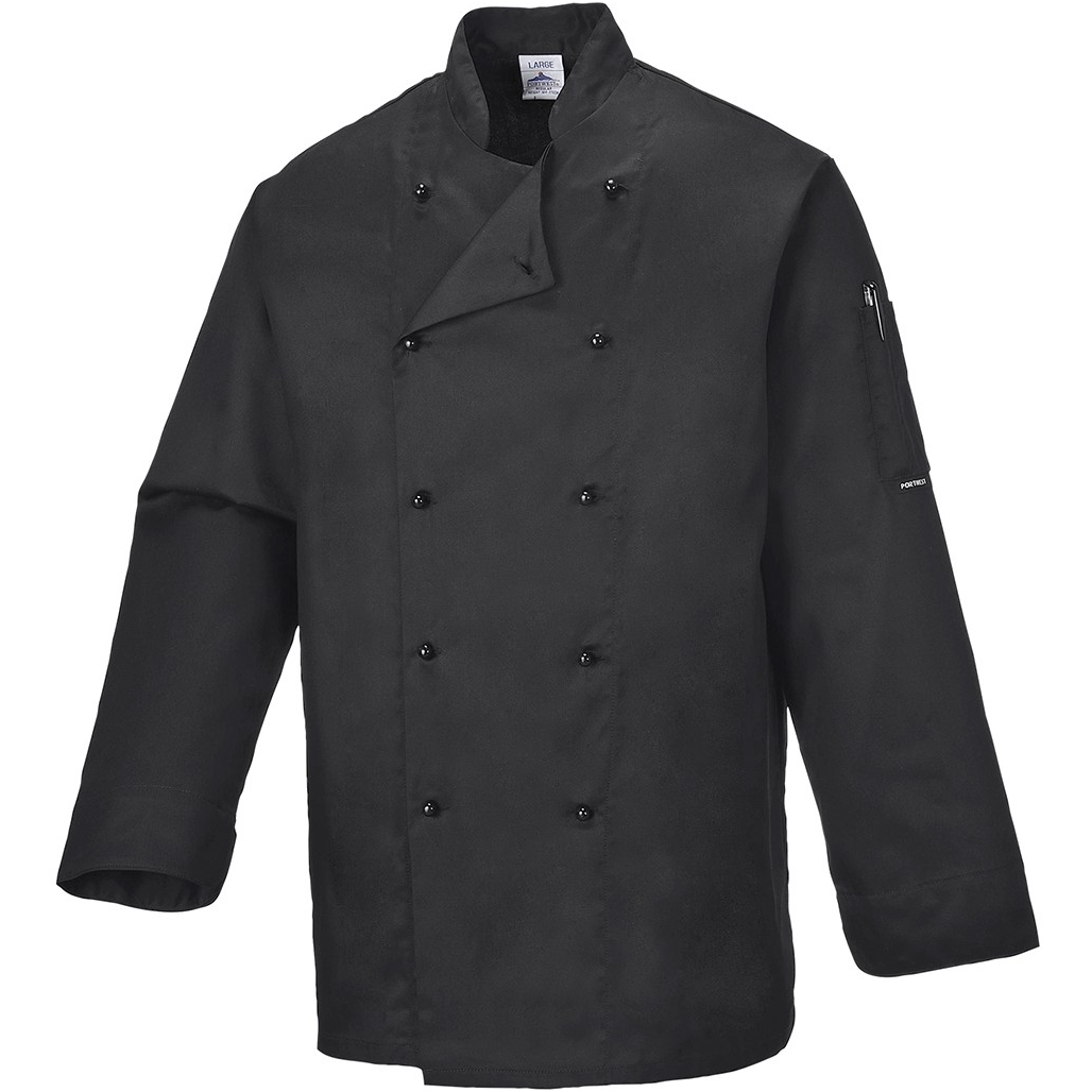 Portwest C834 (Black) Chefswear Somerset Chefs Jacket - Black