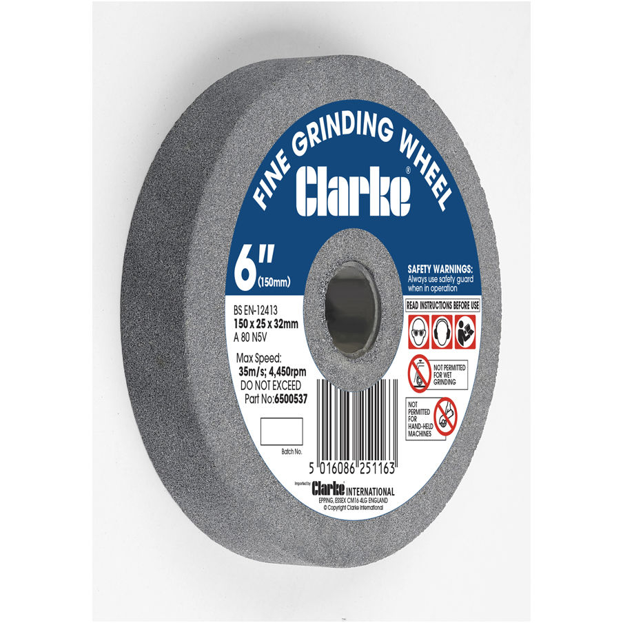 Clarke 6500537 6” (150mm) Fine Grinding Wheel for CHDBG500