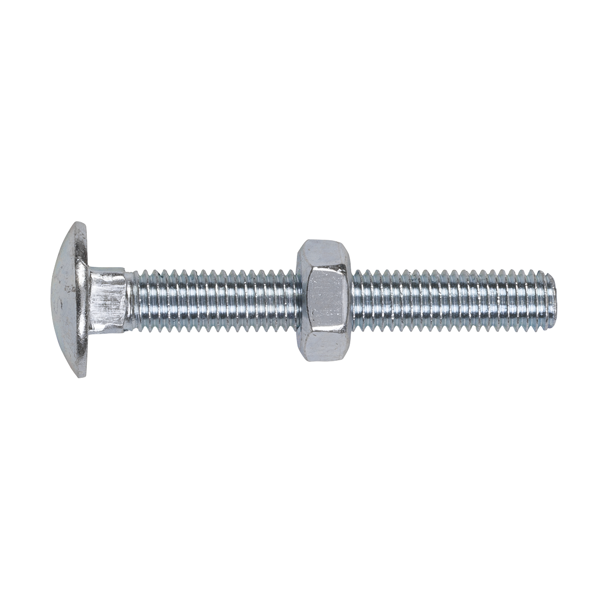 Sealey CBN1075 Coach Bolt & Nut DIN 603 - M10 x 75mm Zinc Pack of 50