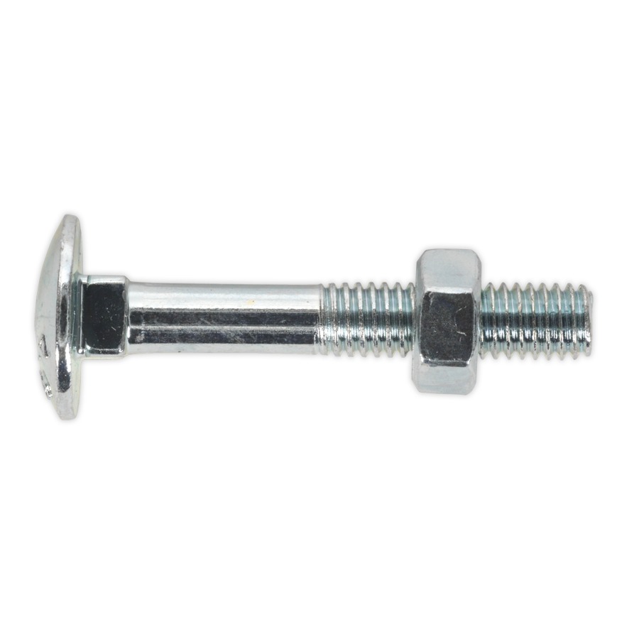 Sealey CBN640 Coach Bolt & Nut M6 x 40mm Zinc DIN 603 Pack of 100