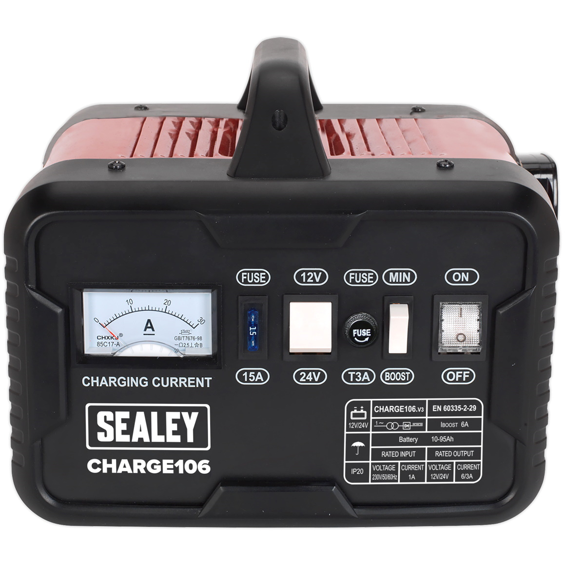 Sealey CHARGE106 Battery Charger 8Amp 12/24V 230V