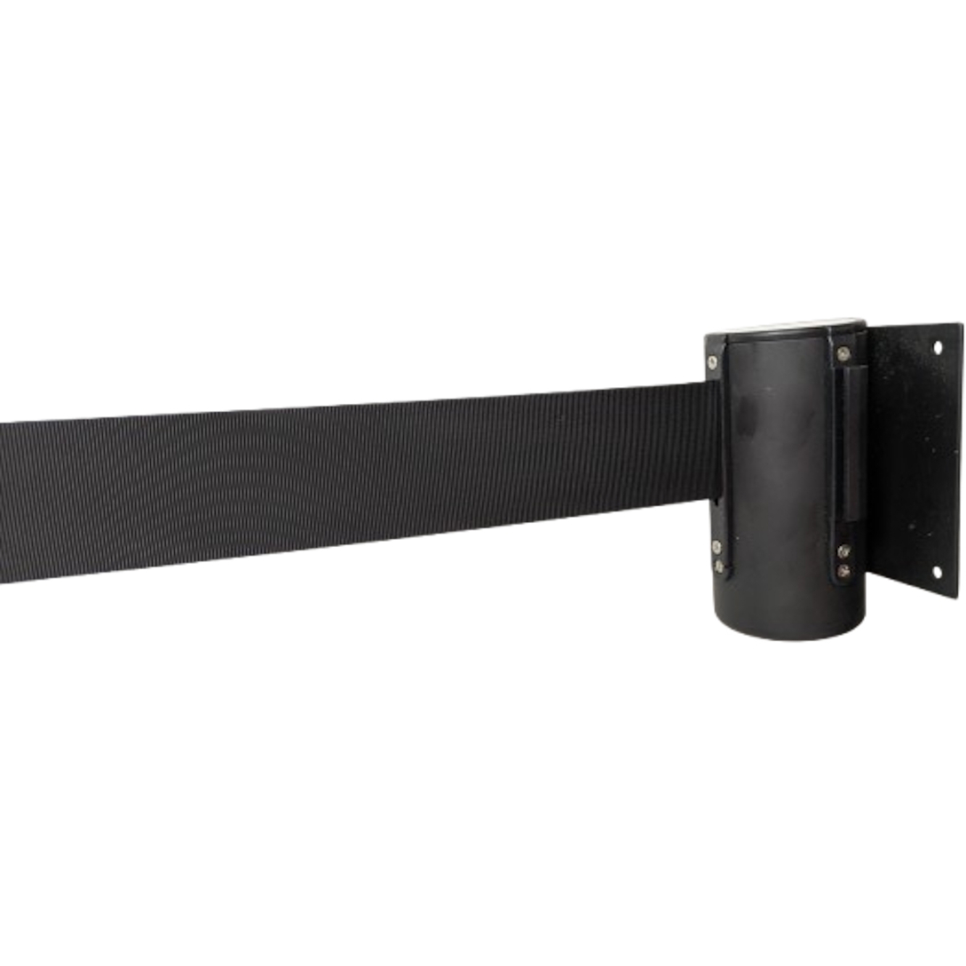 JSP HDB801-201-100 Wall Mounted 2 Metre Black Retractable Belt Barrier