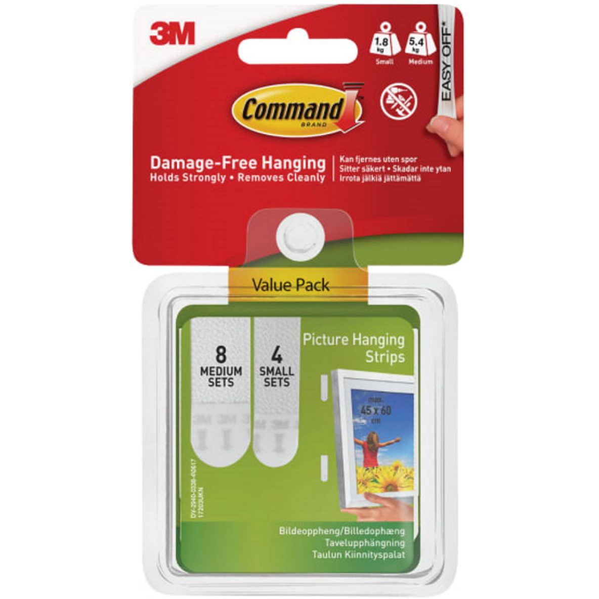 Command 17203 Picture Hanging Strips Set Small and Medium (Pack of 12) COM17203
