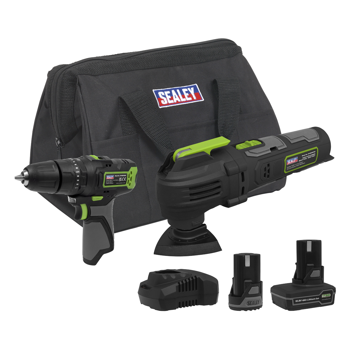 Sealey CP108VCOMBO5EU 2 x 10.8V SV10.8 Series Combi Drill & Multi-Tool Kit - 2 Batteries & Euro Plug