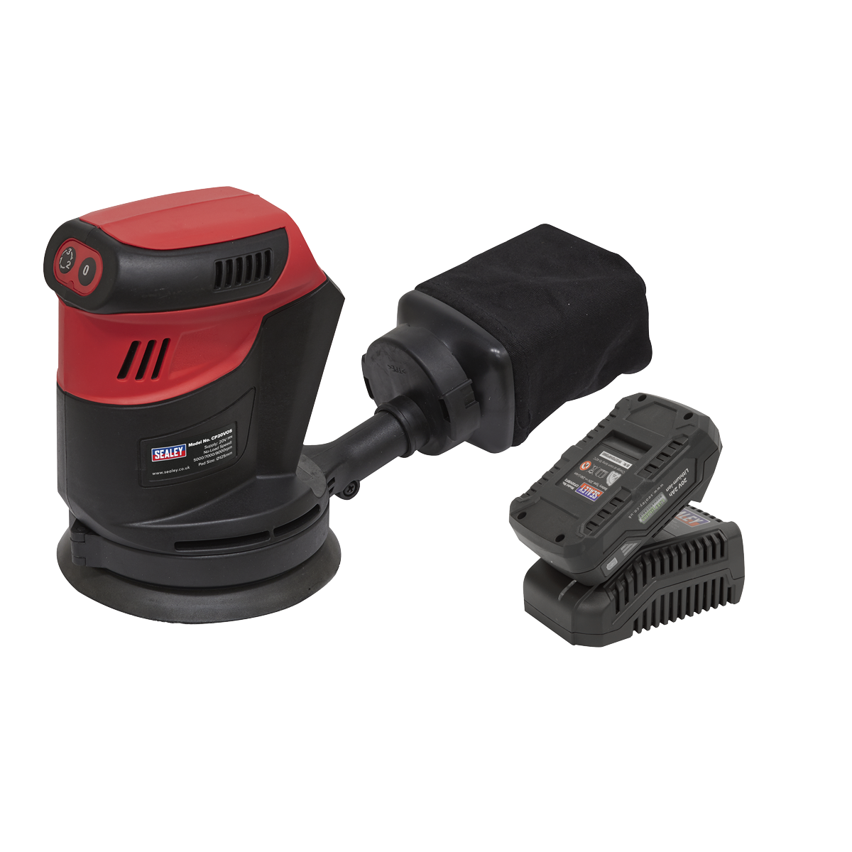 Sealey CP20VOSKIT1 Cordless Orbital Palm Sander Kit &oslash;125mm 20V 2Ah