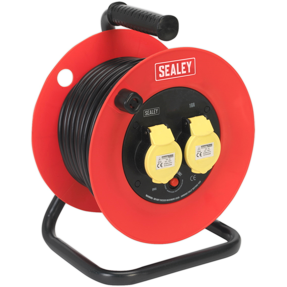 Sealey CR12515 Cable Reel 25mtr 2 x 110V 1.5mm&#xB2 Heavy-Duty Thermal Trip