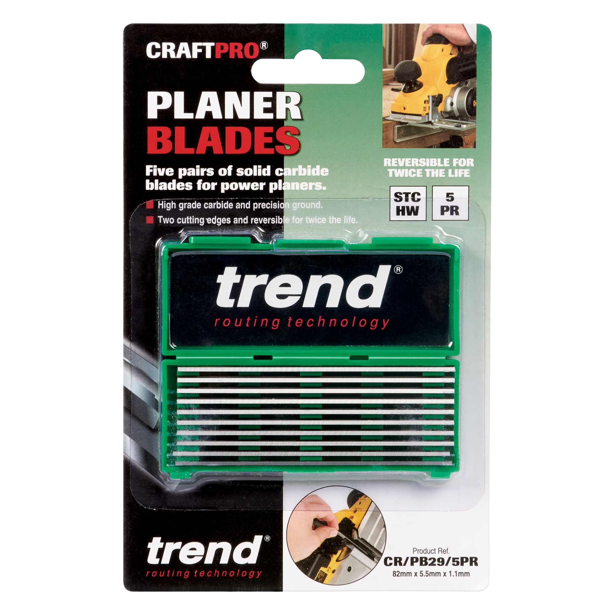 Trend CR/PB29/5PR Craft Pro Planer blade pack 82mm x 5.5mm CR/PB29 x 5 pairs TC