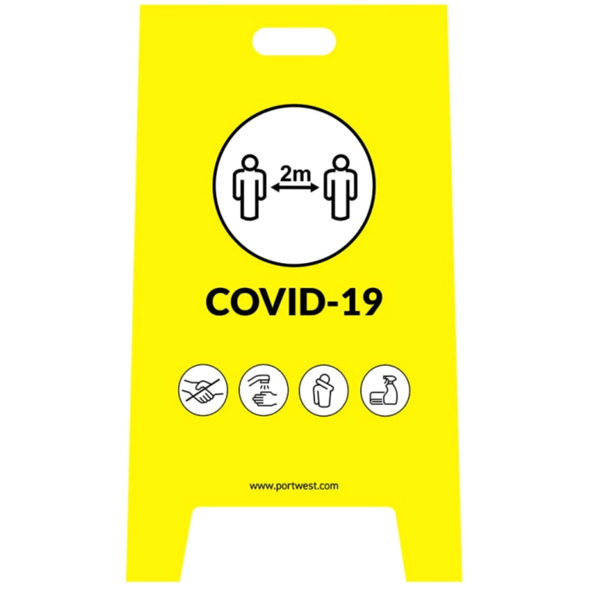 Portwest CV92 Covid A Frame Warning Sign Yellow