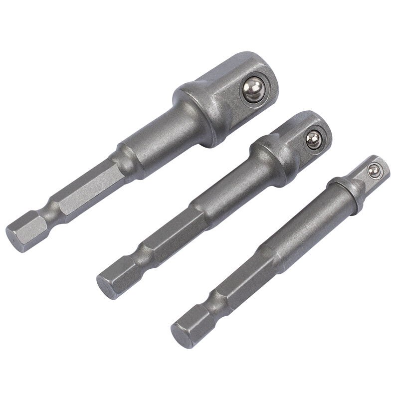 Draper 00005 BCS/3  1/4" Hex. x 1/4", 3/8" and 1/2" Square Drive Adaptors (Set of 3)