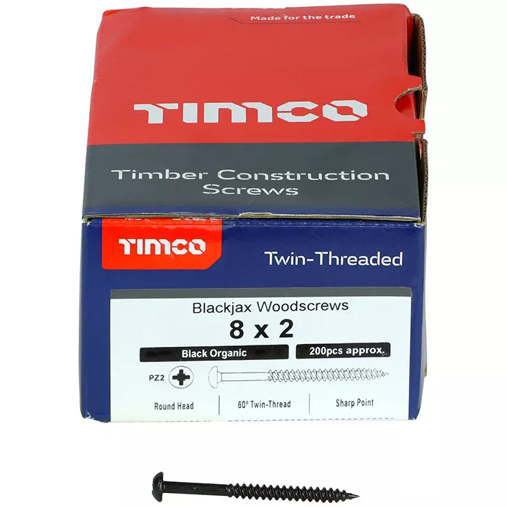 No. 8 x 2" Blackjax PZ2 RND (Box of 200) 00082BJC Timco